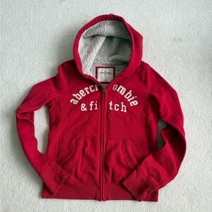 Abercrombie & Fitch Kids Red Hooded Sherpa-Lined Zip Jacket